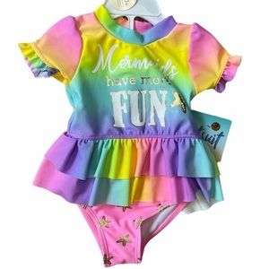 WETSUIT CLUB PINK TIE DYE “MERMAIDS HAVE MORE FUN” 2 PIECE SWIM SET - NW…